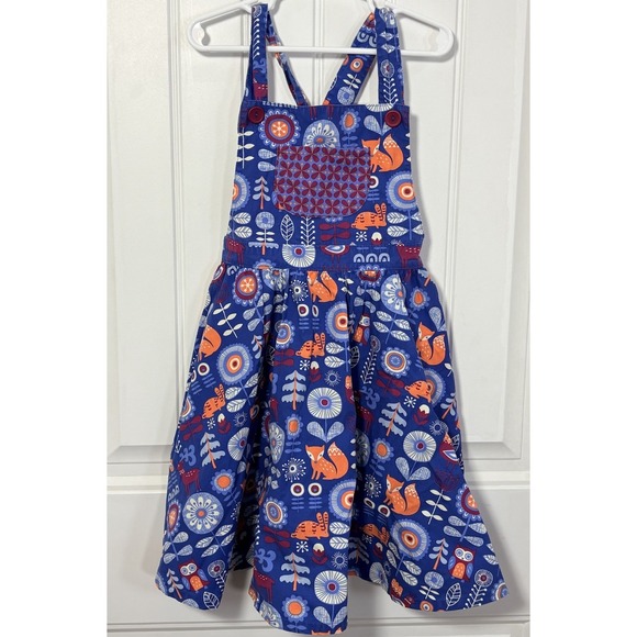Eleanor Rose Other - Eleanor Rose Janie Jumper Dress Girls 6/7 Blue Woodland Fox Owl Floral